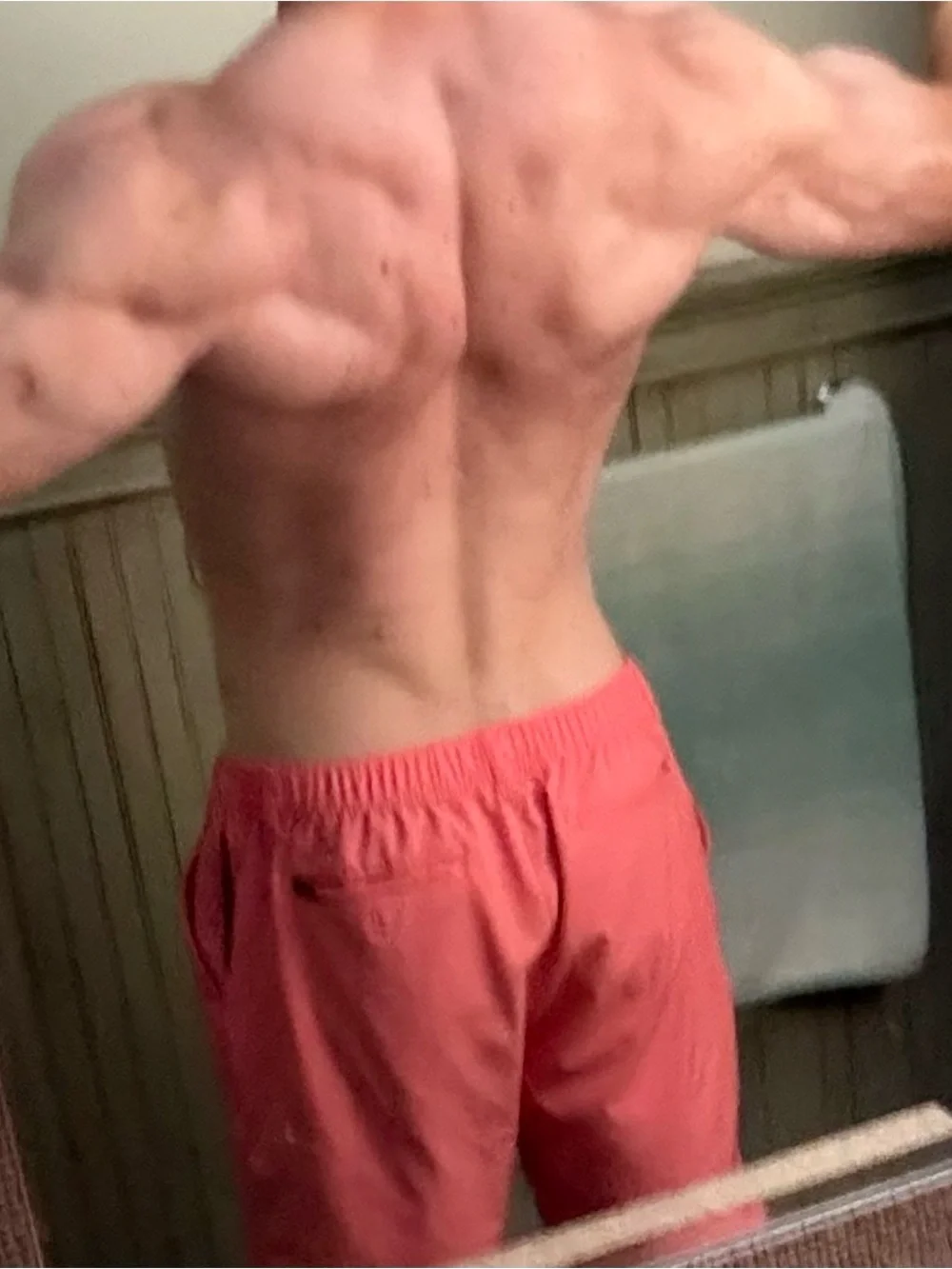 Used gym chubbies Red Swim Board Shorts with White Drawstring